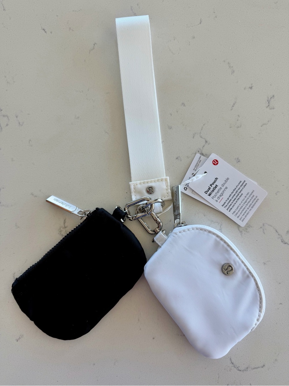 New Lululemon Dual Pouch Black & White Key Pouch Wristlet - Picture 2 of 3